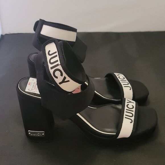 BRAND NEW JUICY COUTURE WOMEN'S GLISTEN PLATFORM STRETCH HEEL SANDALS R3 - Picture 5 of 15